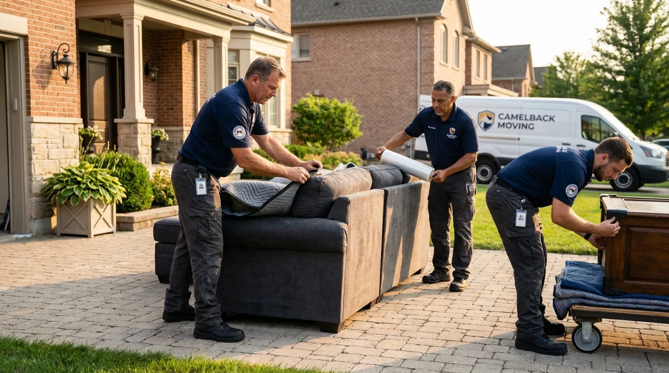 Large estate moving crew wrapping furniture in Chesapeake Beach, MD